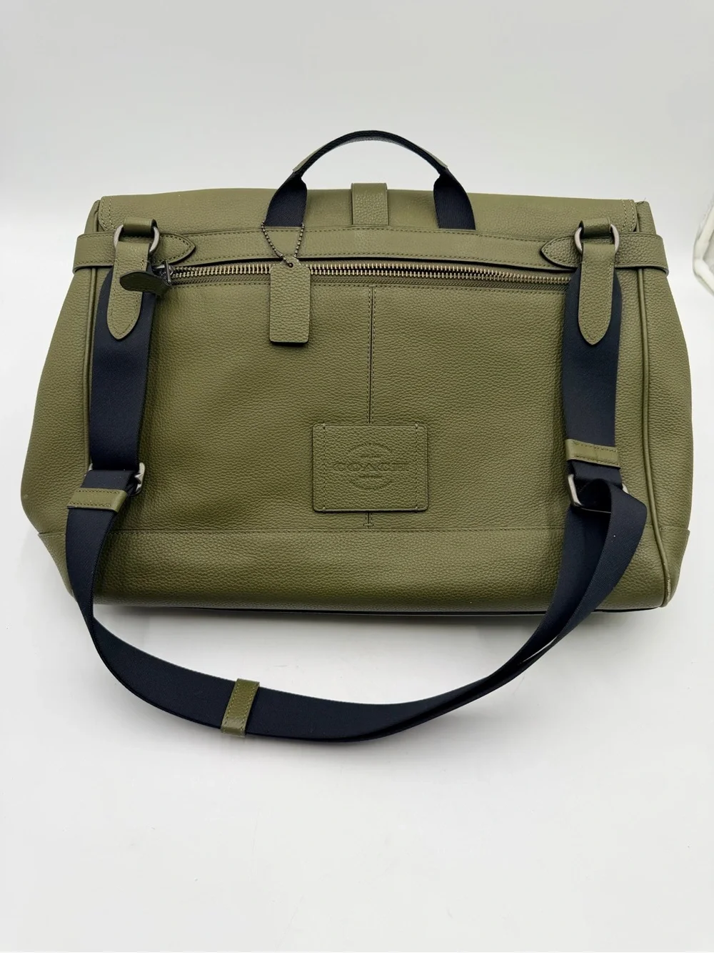 Coach Hudson F36810 Olive Saddle Pebbled Leather Messenger Laptop Bag